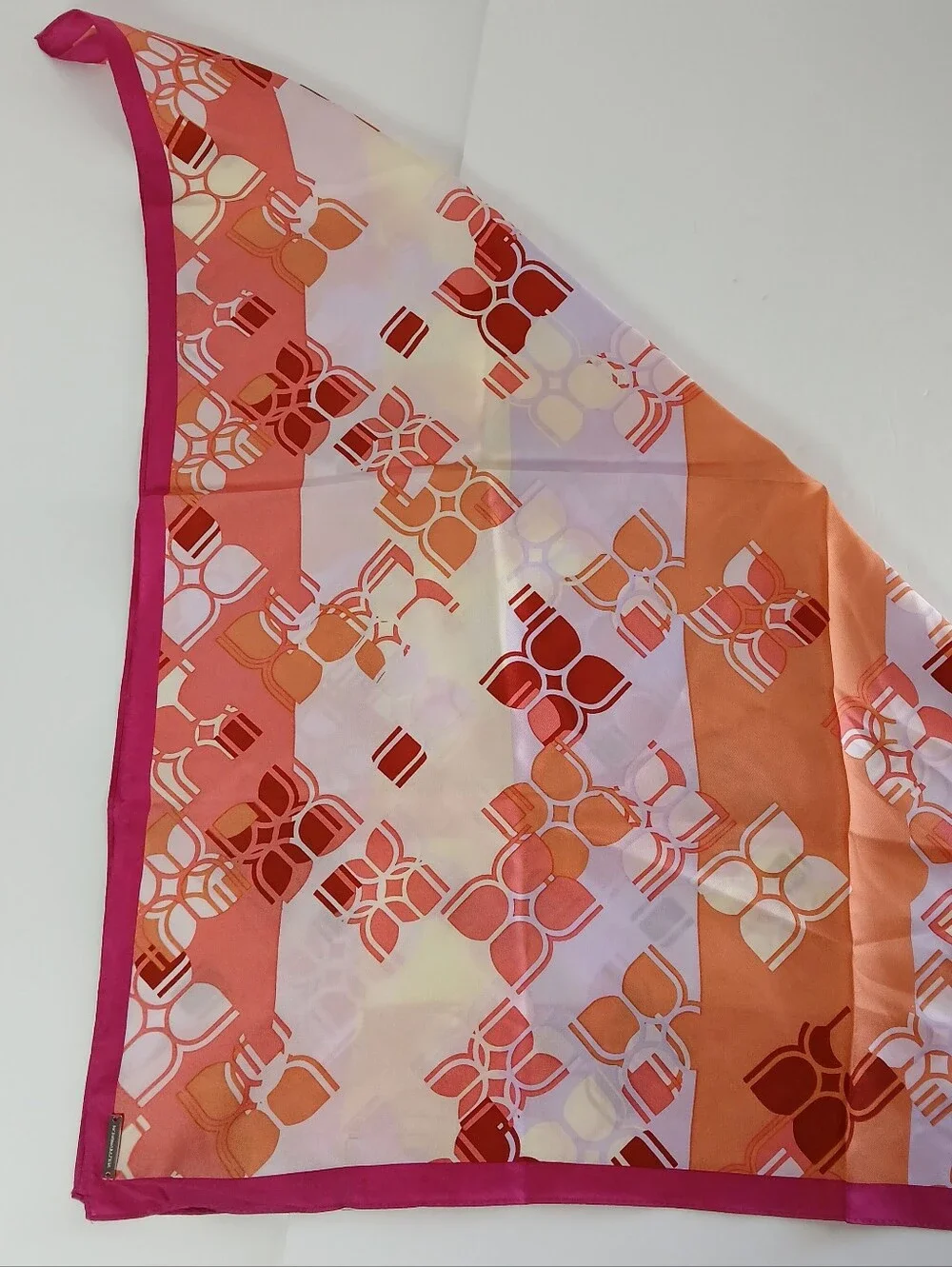 BCBGMAXAZRIA Floral Silk Scarf - Pink & Orange Print